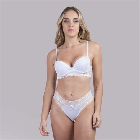 Conjunto Luxo Calcinha Sutiã Lingerie Renda Bojo Sensual