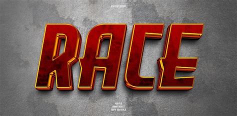 Premium PSD Race 3d Editable Text Effect