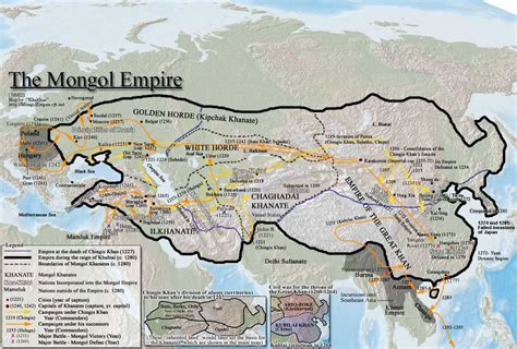 Map of the Mongol Empire in China, Asia