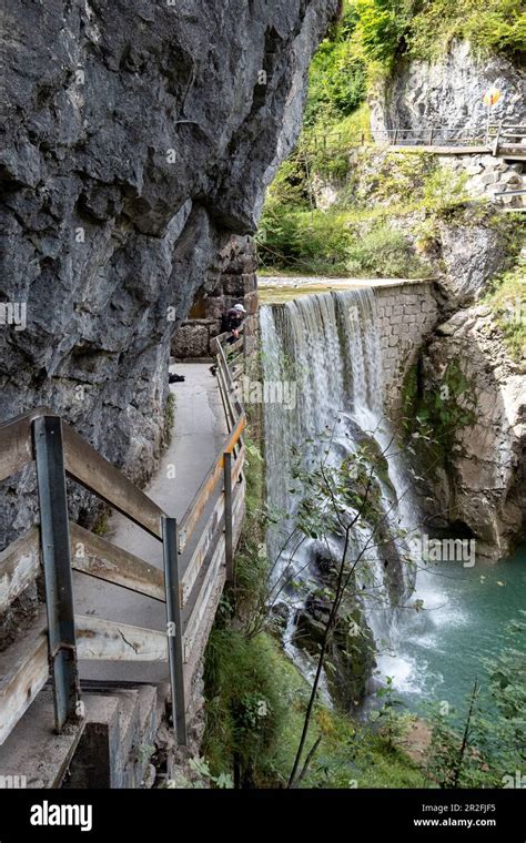 View Of The Waterfall In The Rappenlochschlucht Dornbirn Vorarlberg