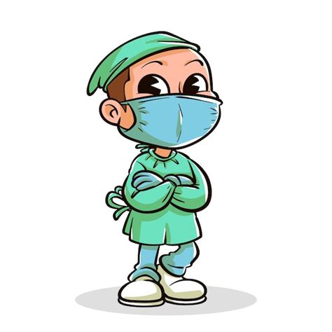 Free Vector Hand Drawn Surgeon Cartoon Illustration