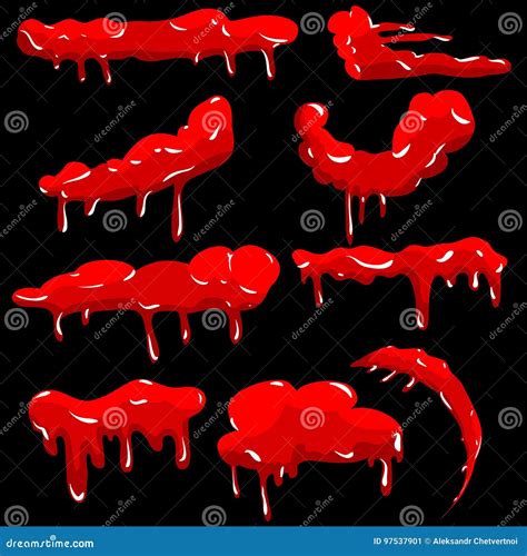 Vector Puddle Of Blood With Drops Isolated On White Background Red