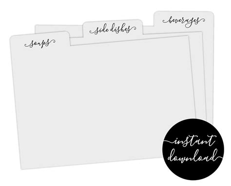 Editable Recipe Card Divider Template Printable Index Card Etsy