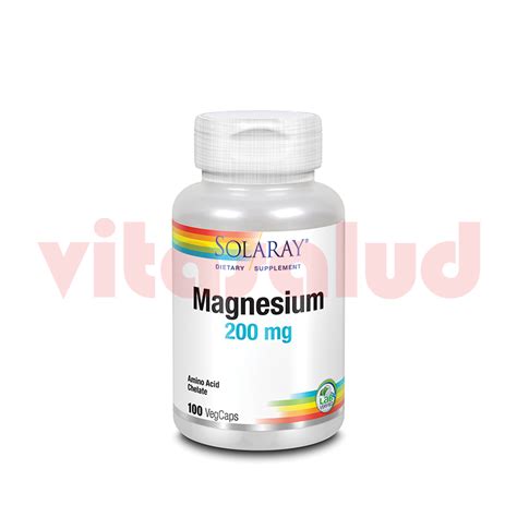 MAGNESIO 200MG QUELADO SOLARAY 100 CAPSULAS Vitasalud