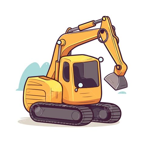 Cartoon Excavator With A Shovel Vector Illustration Clipart, Sticker ...