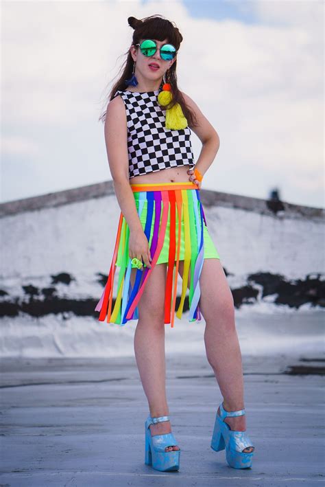 Rainbow Stripe Fringe Neon Gay Pride Skirt Unisex Skirt Etsy
