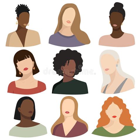 Abstract Woman Portraits Set Of Female Silhouettes Vector Illustration Isolated On White Flat