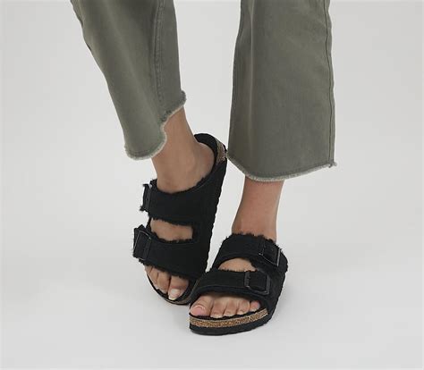 Birkenstock Arizona Shearling Sandals Black Women’s Sandals