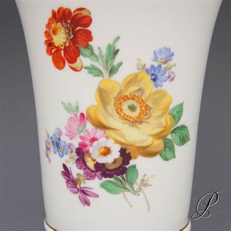 Vase Meissen Knaufzeit Um Jhd Kobaltblau Mit Beids Blumenbuketts