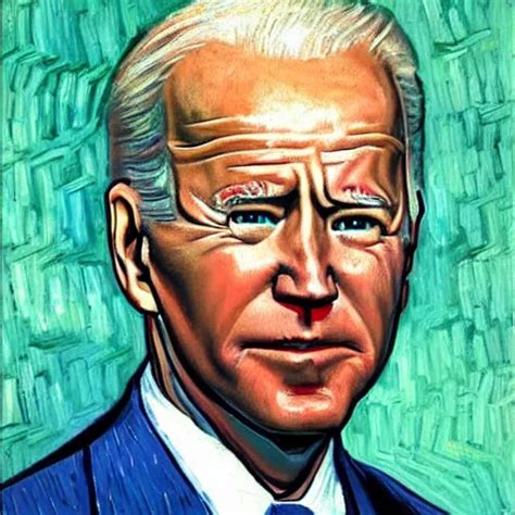 Joe Biden Portrait Painting By Vincent Van Gogh Oil Stable