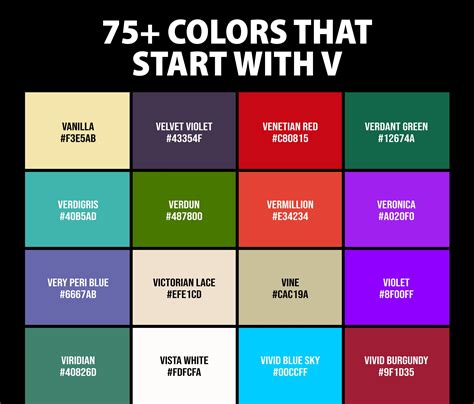 75 Colors That Start With V Names And Color Codes Artofit