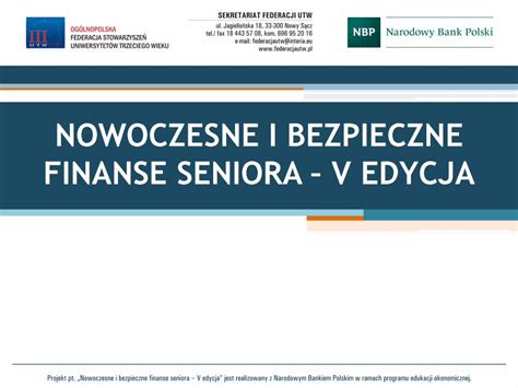 Pdf Nowoczesne I Bezpieczne Finanse Seniora V Edycja Przygotowanie