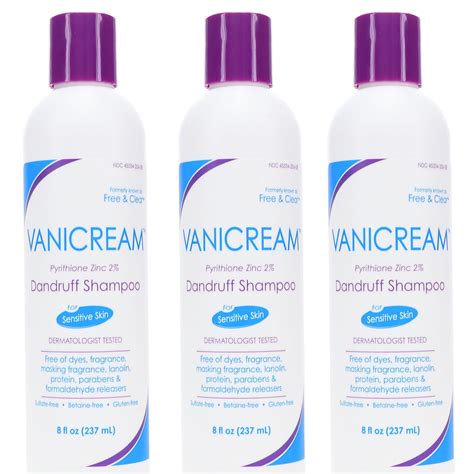 Vanicream Dandruff Shampoo Sensitive Skin 8oz Pack Of 3 Dermatologist Tested Sulfate