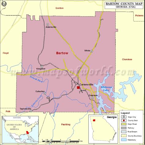 Bartow County Map, Map of Bartow County Georgia