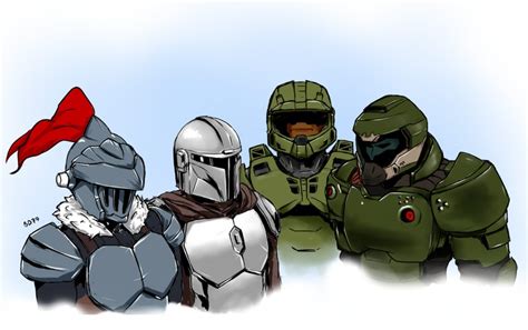 Doomguy Goblin Slayer Master Chief And Din Djarin Star Wars And