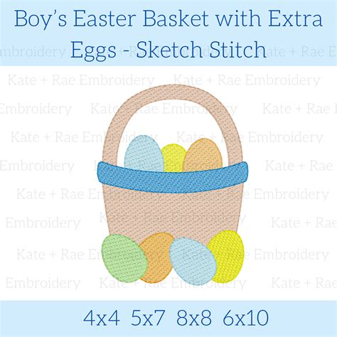 Boy S Easter Basket Sketch Stitch Embroidery Design Easter Basket