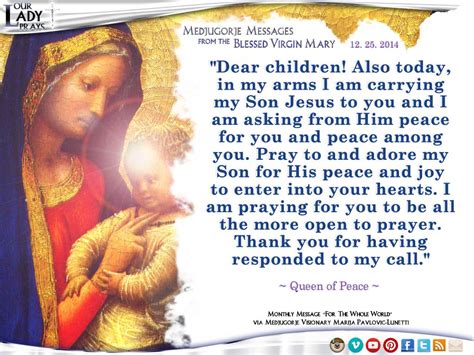 Our Lady Prays Medjugorje Message From The Blessed Virgin Mary 12 25 2014