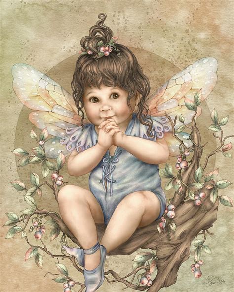 Baby Berry Fairy Painting by Beverly Levi-Parker