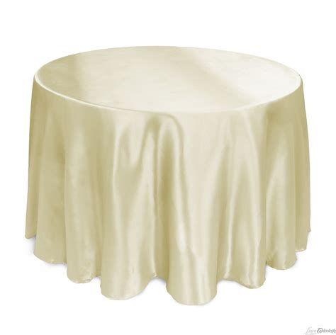 108 Inch Round Satin Tablecloth Ivory On A 48 Inch Round Table Table Cloth White Table Cloth