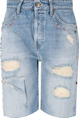 Washington Dee Cee Stud Embellished Distressed Denim Shorts Shopstyle