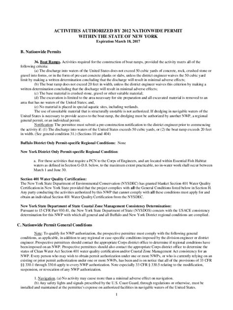 Fillable Online Index Of Nationwide Permits Conditions And