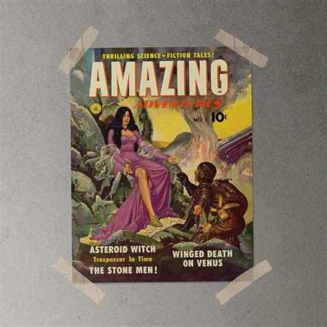 AMAZING ADVENTURES 1 Vintage 1950 Sci Fi Comic Book Cover Art Asteroid