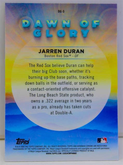 Jarren Duran Bowman Chrome Mega Box Mojo Refractor Dawn Of Glory