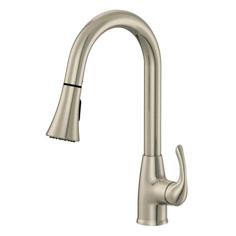 Ez Flo Single Handle Pull Down Sprayer Kitchen Faucet In Brushed Nickel 10723 The Home Depot