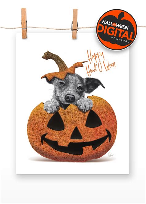 Digital Download Halloween Dog Print Of Happy Etsy