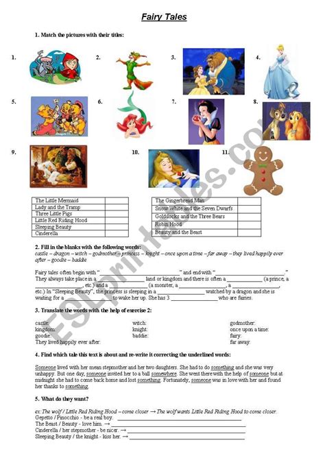 Fairy Tales ESL Worksheet By Lode57