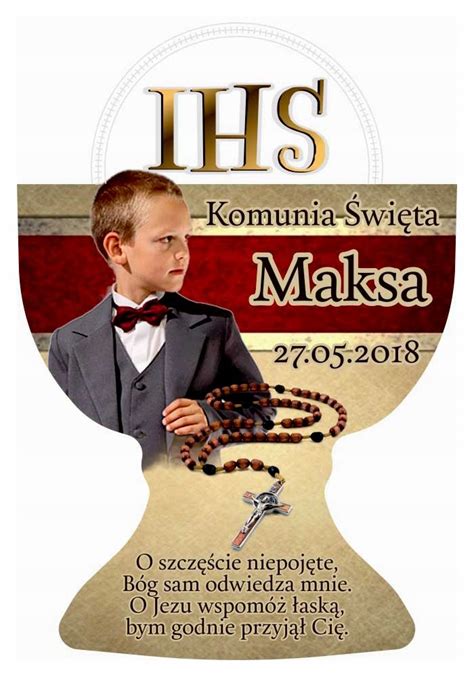 Magnes KIELICH personalizowane podziękowania Komunia Święta 10szt