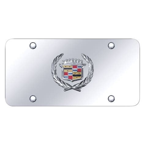 Autogold Cad Cc Chrome License Plate With D Chrome Cadillac Emblem