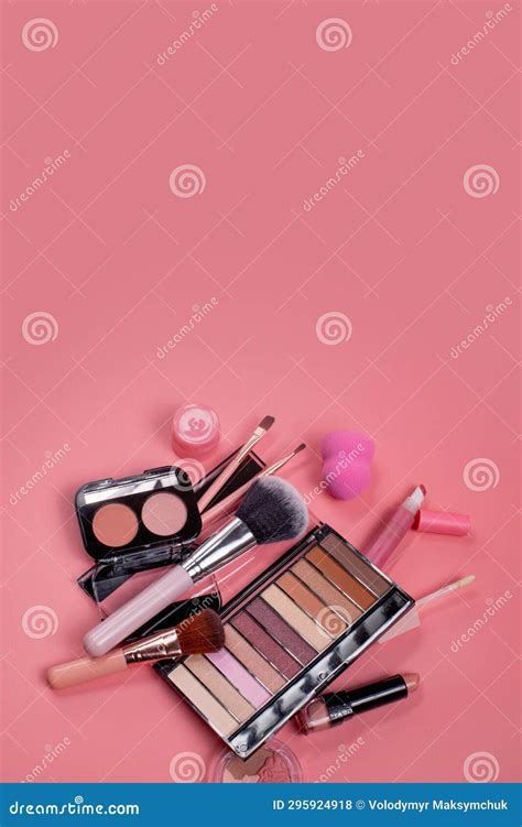 Beauty Background With Facial Cosmetic Products With Empty Copy Space Makeup Skin Care Concept