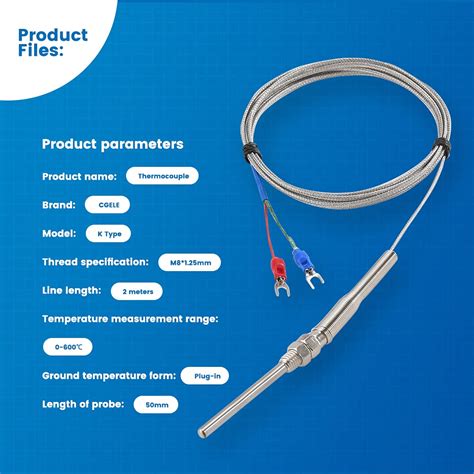 Snapklik K Type Thermocouple Temperature Sensors 0600 2M 66Ft