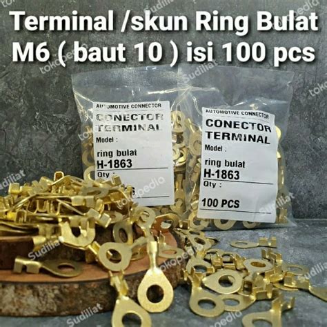 Jual TERMINAL SKUN MASSA BULAT M6 BAUT 10 Isi 100 PCS Kab