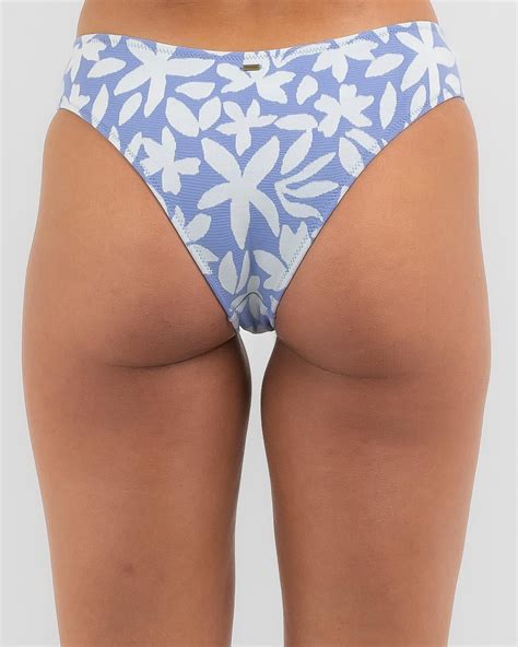 Shop Rip Curl Holiday Tropics Cheeky Bikini Bottom In Mid Blue Fast