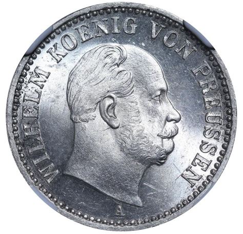 Deutschland Preußen Wilhelm I 1861 1888 1 6 Thaler taler 1868 A