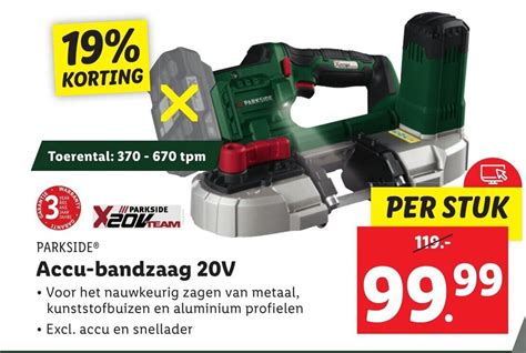 PARKSIDE Accu Bandzaag 20V Aanbieding Bij Lidl