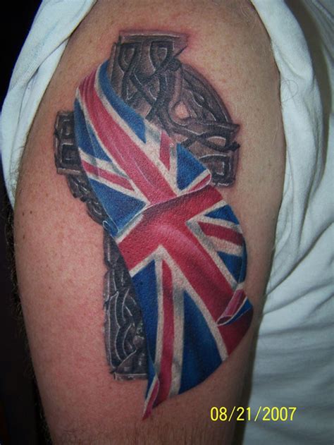 British flag tattoo on shoulder | British tattoo, Shield tattoo, Flag ...