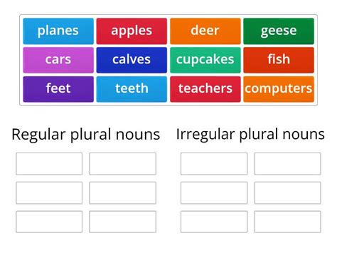 Regular And Irregular Plural Nouns Group Sort