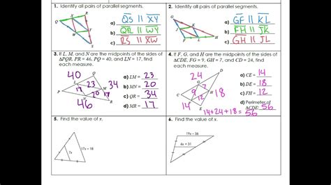 Geometry Notes 6 4 Triangle Midsegment Theorem Worksheets Library