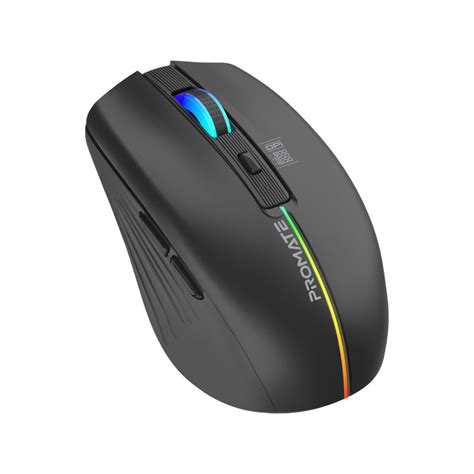 Promate 2.4GHz Wireless Ergonomic Optical Mouse with LED Rainbow Lights ...