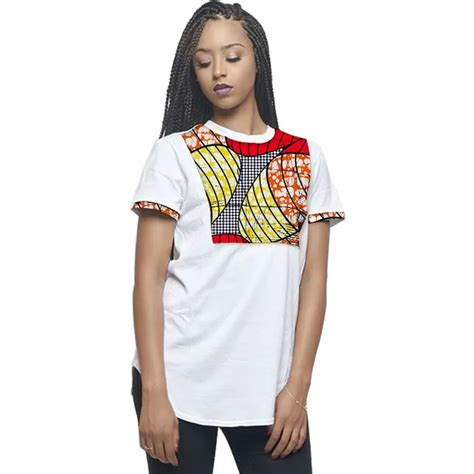 Summer Fashion African Print Women Tops Dashiki Clothes African Festive White Print T Shirt