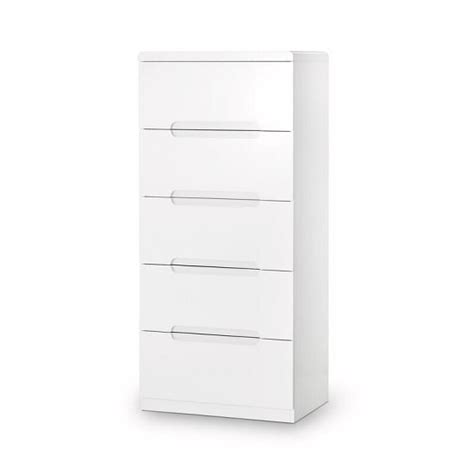 Arden Modern Tall Chest Of Drawers In White High Gloss