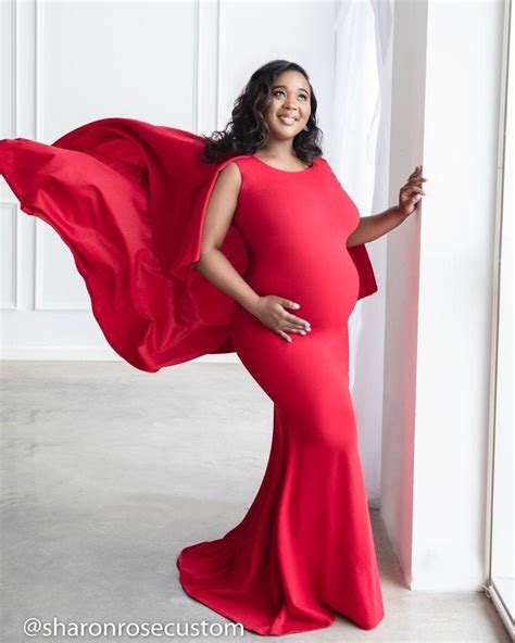 Red Maternity Dress~dress With Cape~long A Line Gown With Long Cape