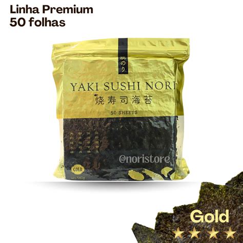 Alga Nori 50 Folhas - Alga Temaki Nori Gold 50 folhas - Linha Premium | Shopee Brasil