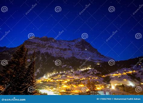 Starry Night in Grindelwald, Switzerland Stock Image - Image of ...