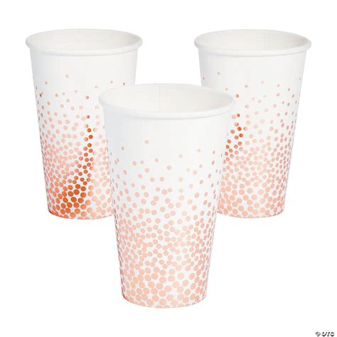 White With Rose Gold Foil Dots Cups Fun Express