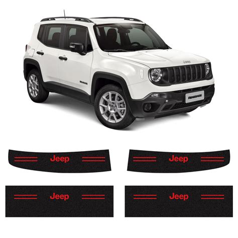 Soleira Da Porta Jeep Renegade Adesivo Preto E Logo Vermelho