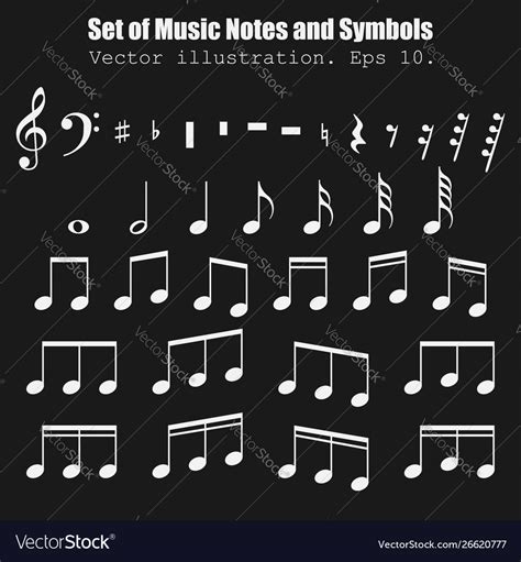 Set many various notes and symbols collection Vector Image